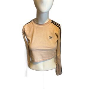 Adidas Cropped Top for Women Sz S Long Sleeves Crew Neck Pink